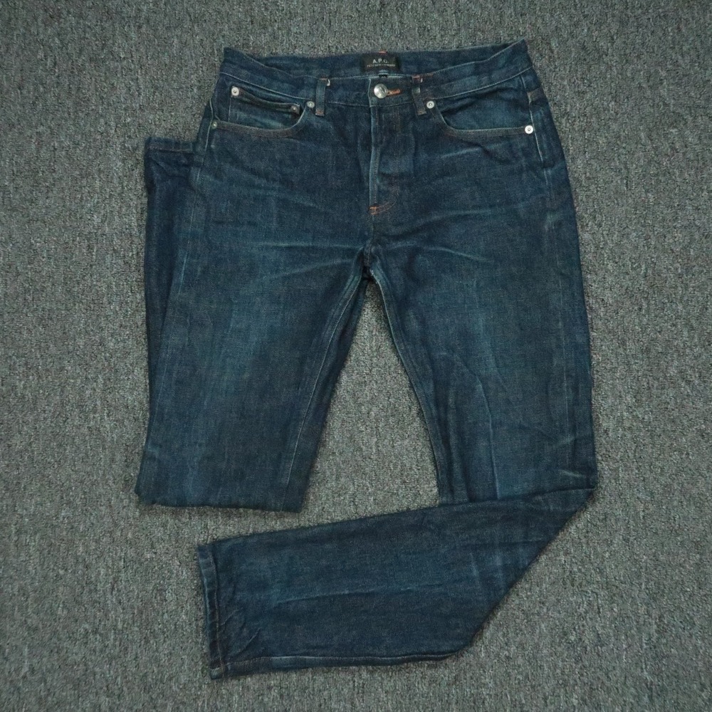 A.P.C. Men’s Bootcut Jeans in Dark Indigo Blue